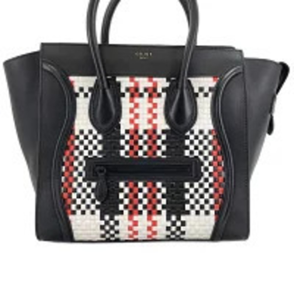 Celine Leather Luggage Tote Shopper Tote Bag Black